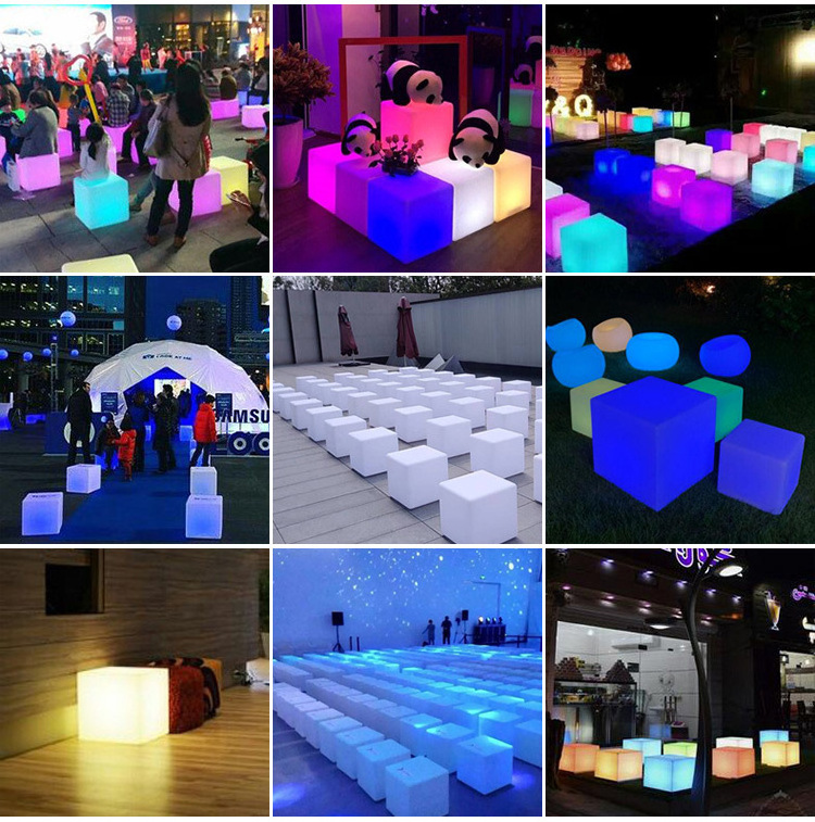 outdoor Party Event decorating supplies led bar cube chairs illuminated cube stool plastic led cube seating