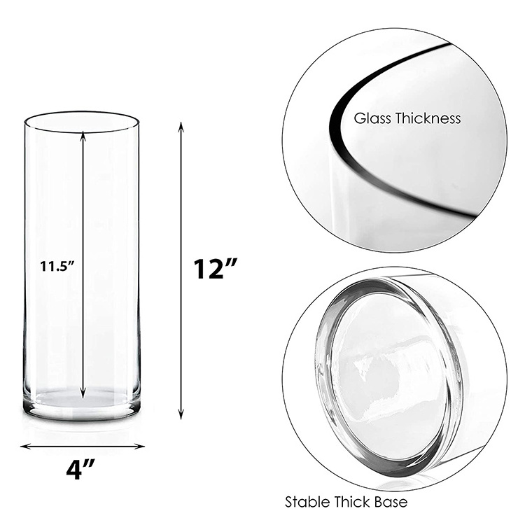 wholesale home decorative tall shape clear classic glass cylinder vase glass flower vase