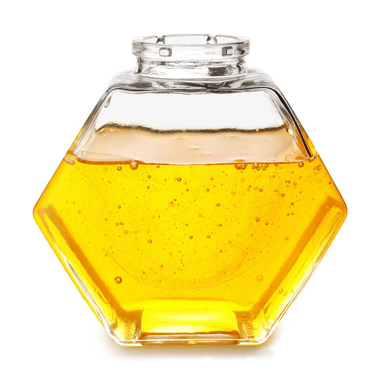 Sale Empty Hexagon 380ML Honey Glass Jars Jam Jars Glass Honey Container For Honey