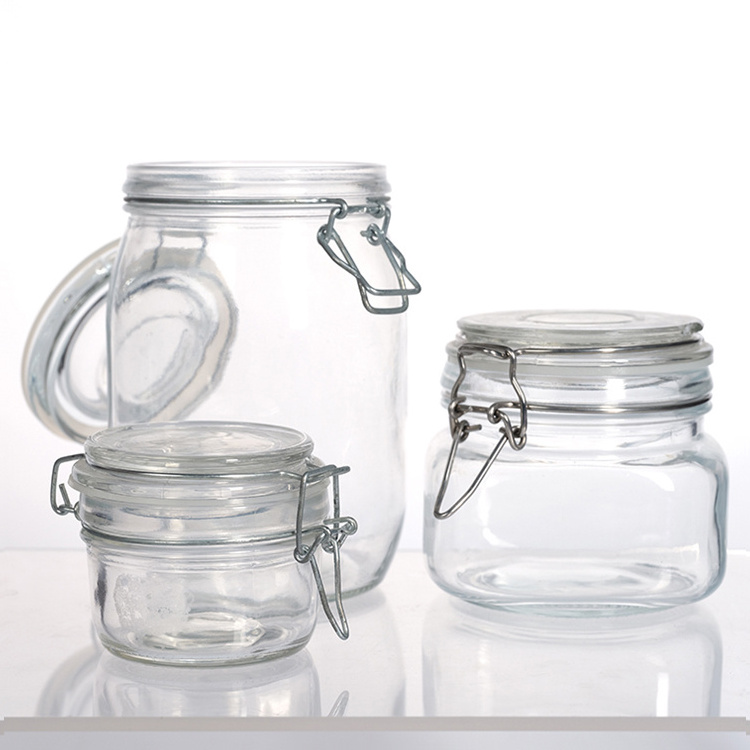 Ready To Ship Deep Mouth Empty Glass Food Flip Storage Jar