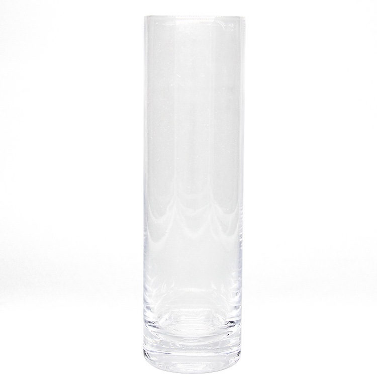 wholesale home decorative tall shape clear classic glass cylinder vase glass flower vase