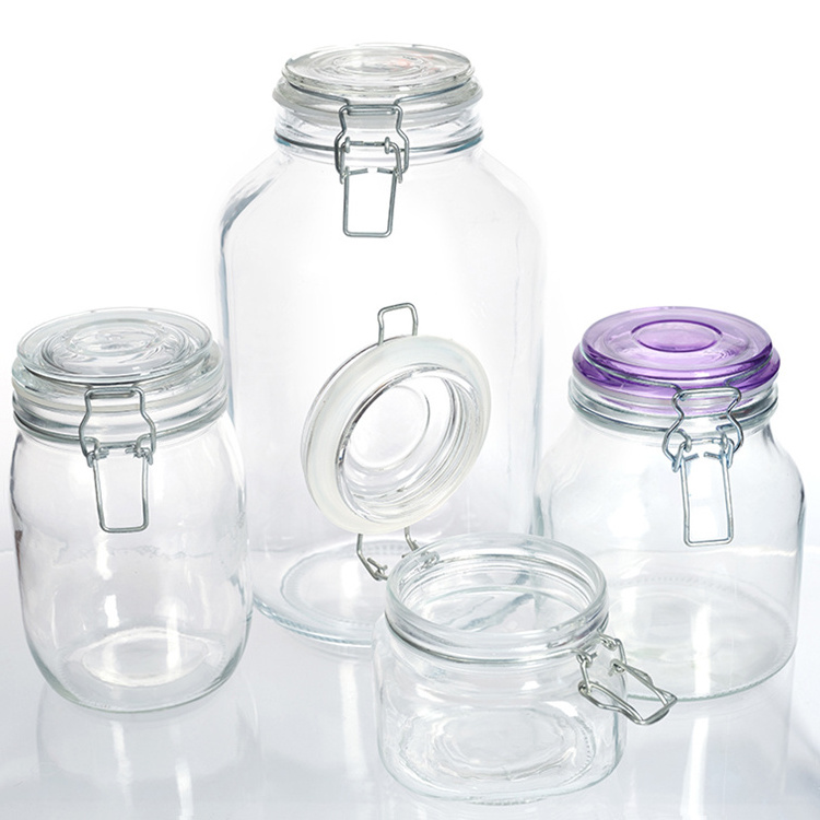 High Quality Wire Snap Lid Food Storage Swing Top 300ml Clear Airtight Glass Jar