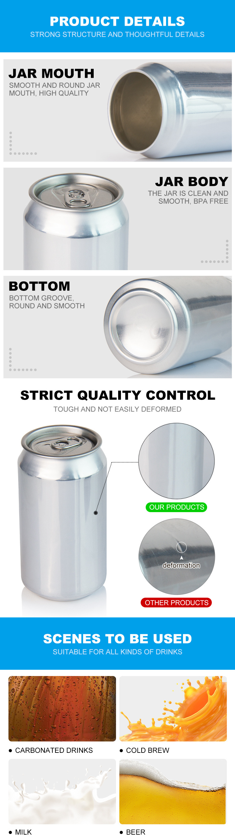 Wholesale Empty 250Ml 330Ml 500Ml Soda Pop Can Aluminum Can For Beer And Beverage