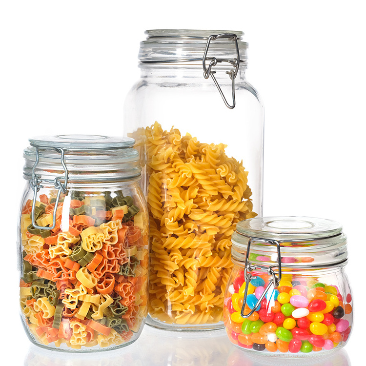 Ready To Ship Deep Mouth Empty Glass Food Flip Storage Jar