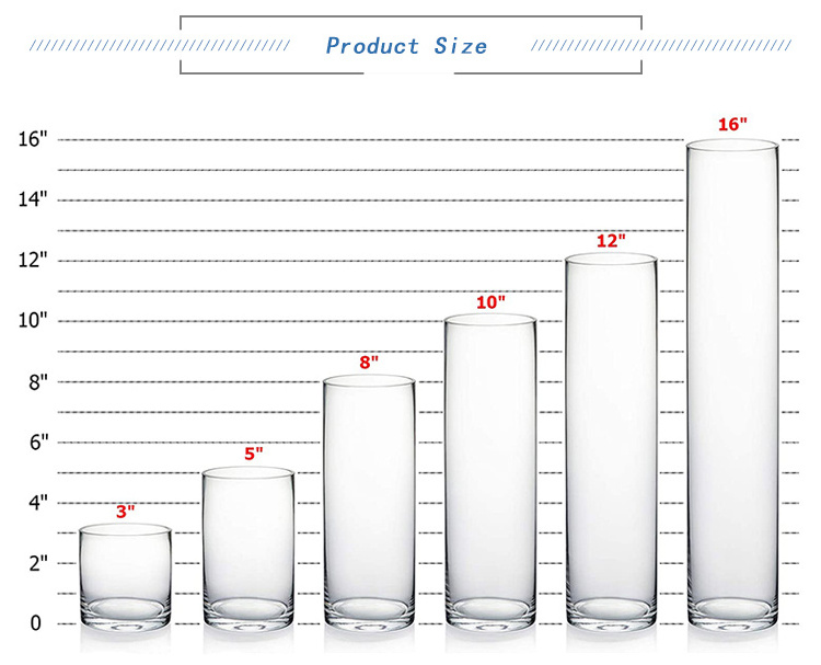 wholesale home decorative tall shape clear classic glass cylinder vase glass flower vase