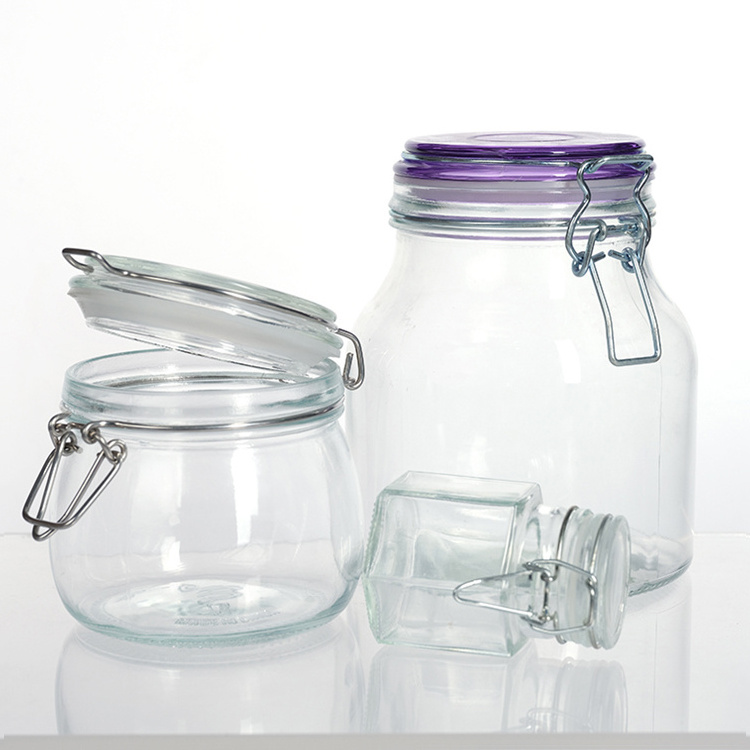 High Quality Wire Snap Lid Food Storage Swing Top 300ml Clear Airtight Glass Jar