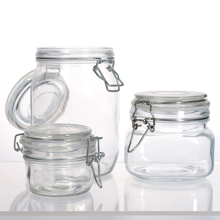 Custom Hermetic Sealed Jar Manufacturer High Quality Glass Seal Cans Storage Pot with locking lid