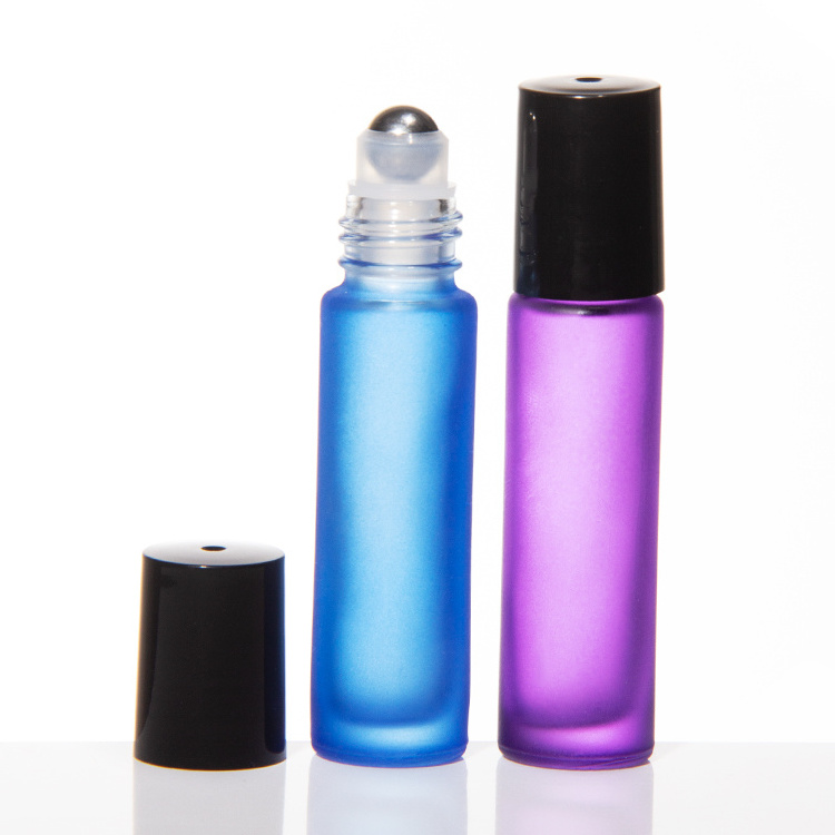 5Ml 10Ml Empty  Essential Oils Bottle Clear Amber Blue Glass Perfume Glass Bottle With Roll On Ball