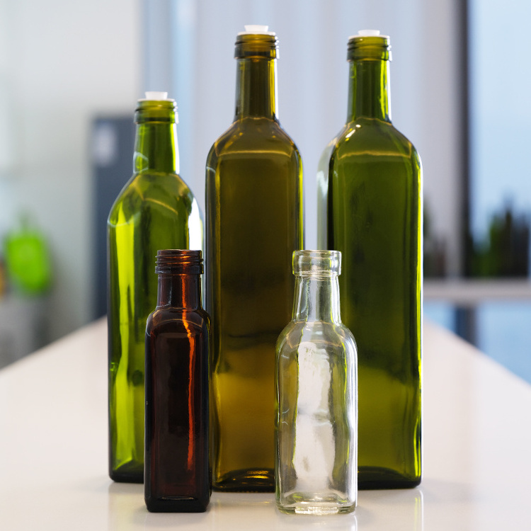 Factory Price High Quality Different Sizes Empty Olive Oil And Vinegar Glass Bottle With Lid