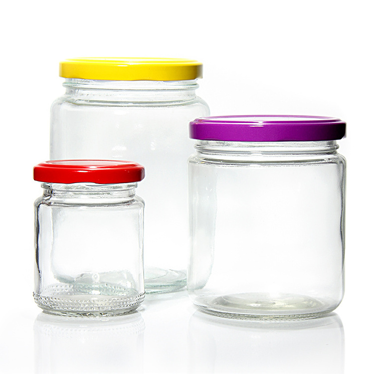 Food Grade 8oz 240ml Round Glass Jam Jar With Metal Lid