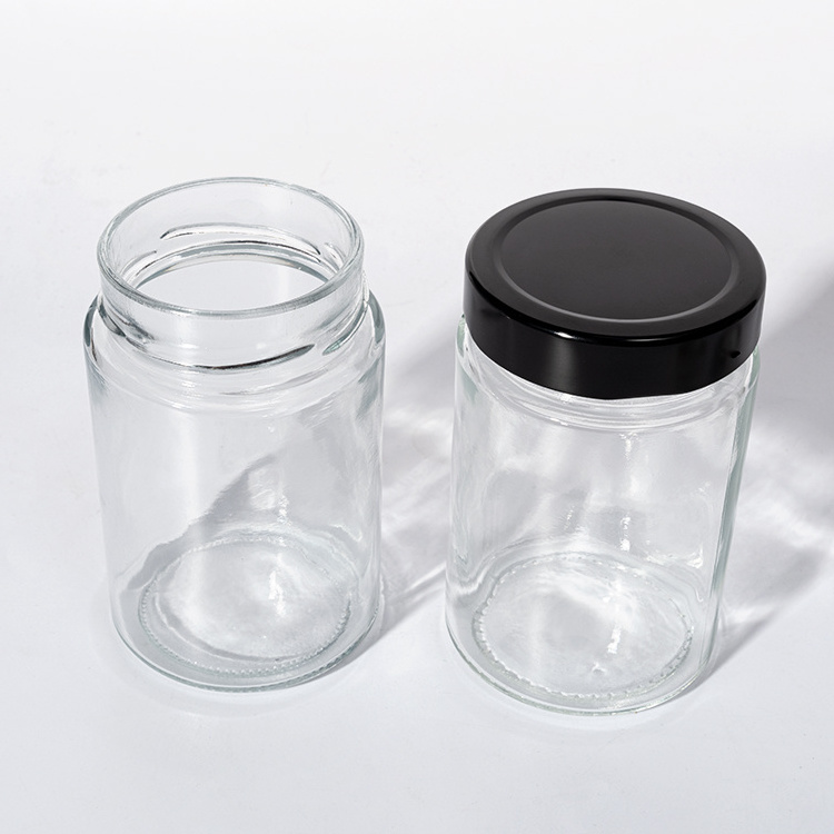 High Borosilicate Food Container Shape Customize Fruit Jar Glass With Metal Lid