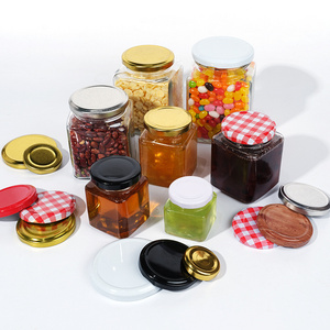 Square House Storage Container Empty Bottles Canned Glass Jars Sauce Bottles