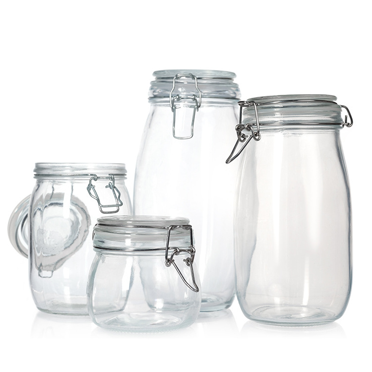 Wholesale Customized Sealed Glass Storage Jar Swing Top Clip Lid