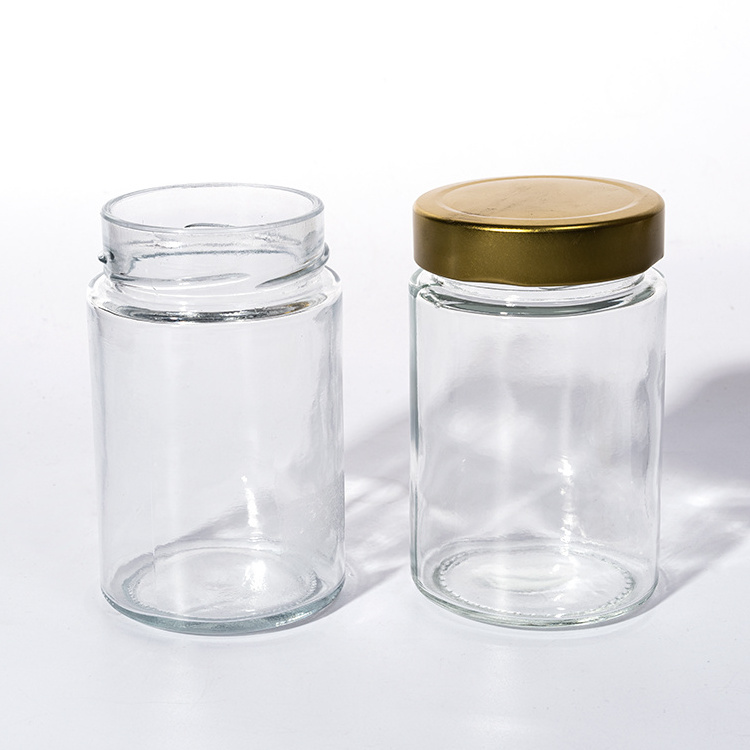 High Borosilicate Food Container Shape Customize Fruit Jar Glass With Metal Lid