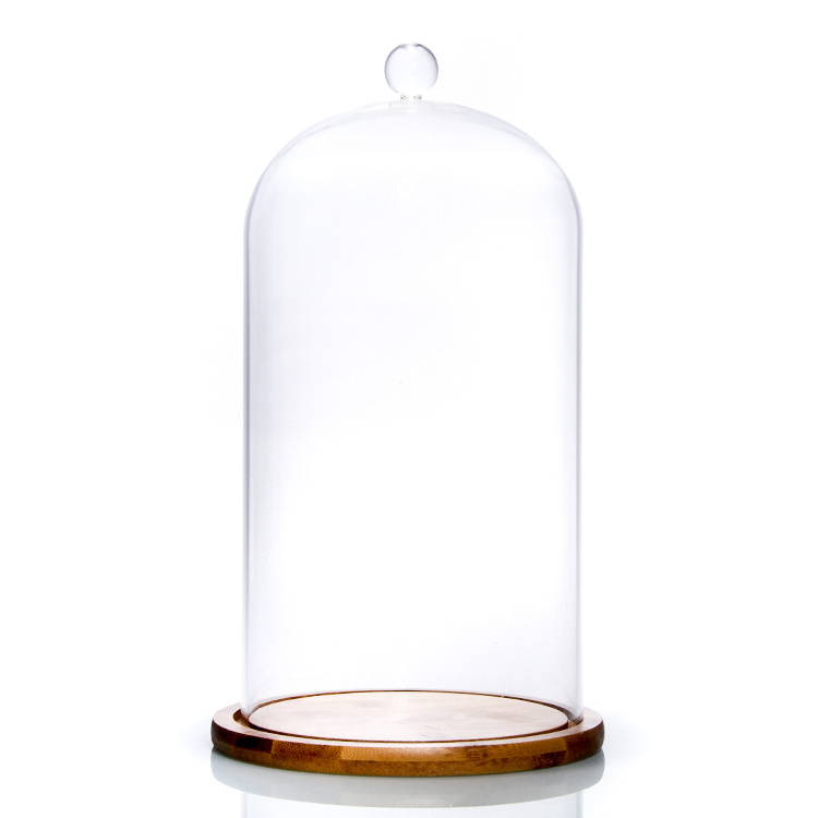 Wholesale Glass Bell Cloche Jars High Borosilicate 20zo 30oz Glass Dome with Plastic Base