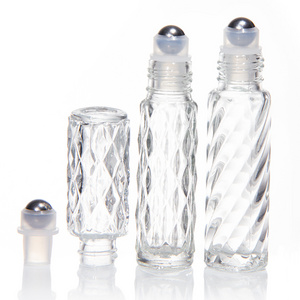 5Ml 10Ml Empty  Essential Oils Bottle Clear Amber Blue Glass Perfume Glass Bottle With Roll On Ball