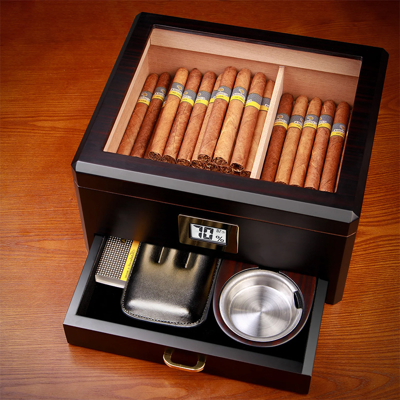 Best Seller Drawer Cigar Box Humidor With Cutter And Lighter Cigar Accessories