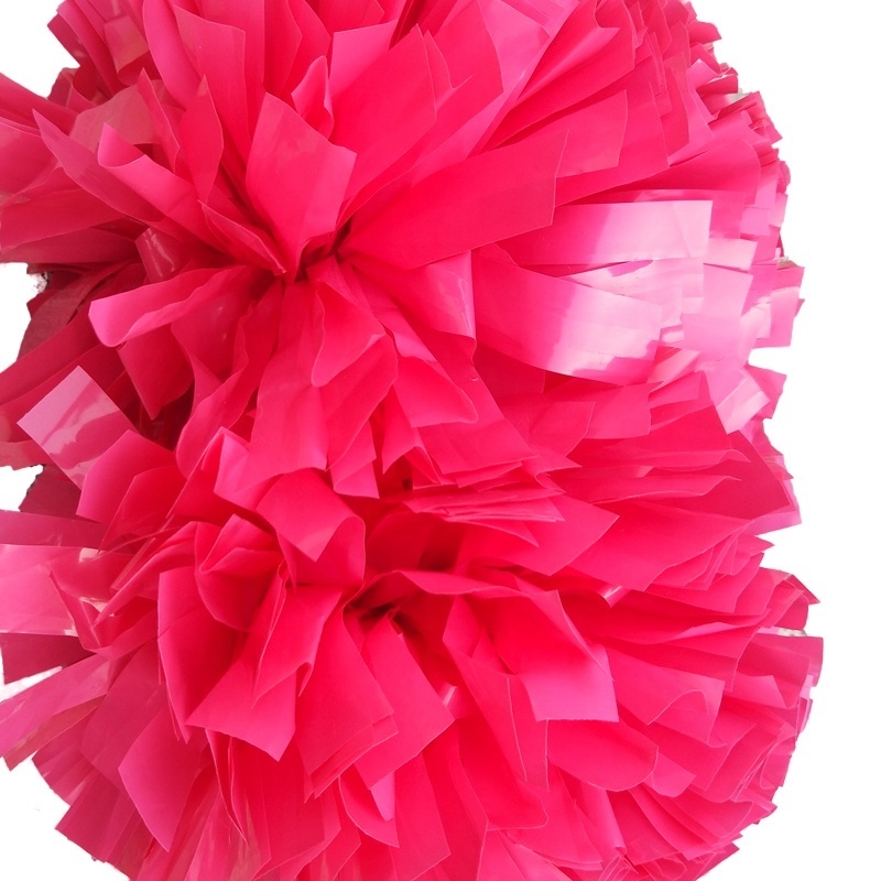 waterproof hand held pink cheerleading pom poms for cheerleading competition