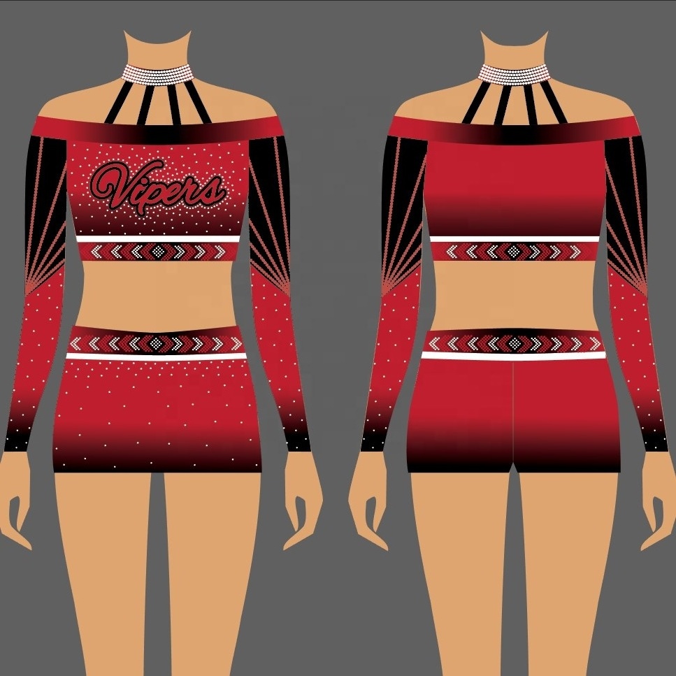 new design custom sublimated long sleeves  pink cheerleading uniform