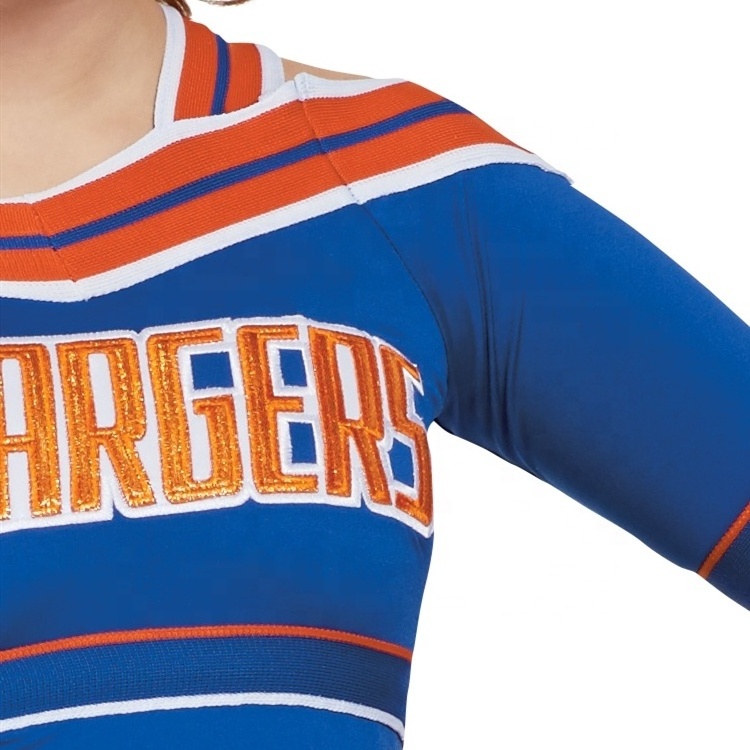 Red and blue color custom all star cheerleading uniforms