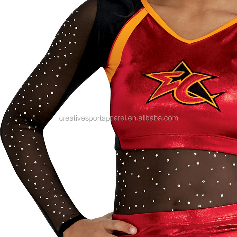 Long Sleeve All Star Rhinestone Cheerleader Cheerleading Uniforms