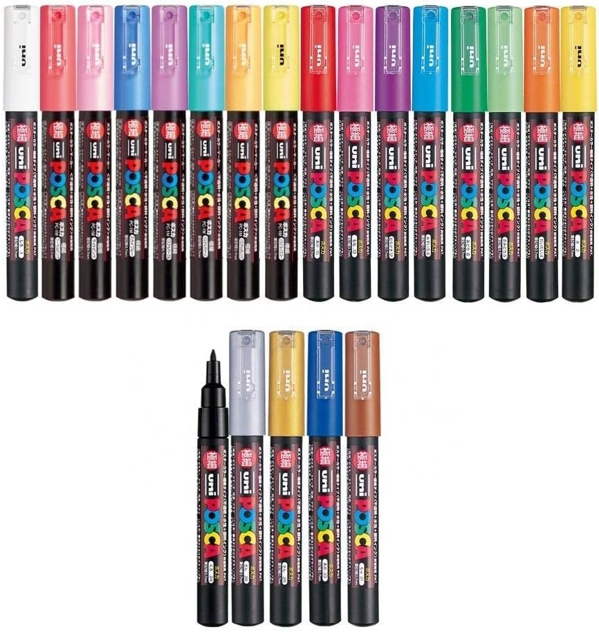 Posca Markers Pens Fine Tip Full Set for Rock Painting, Wood, DIY Crafts