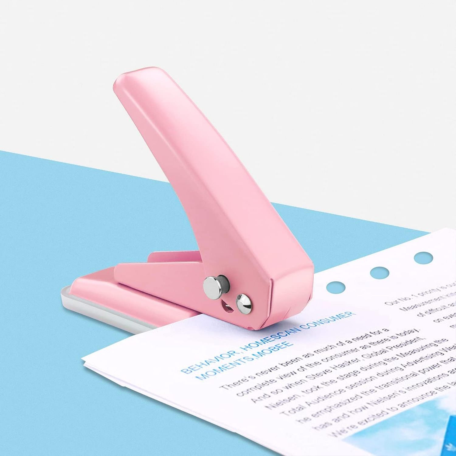 Hot Sales Single Handheld Paper Puncher Letter Punchers 20 Sheet Hole Punch Capacity with Skid-Resistant Base