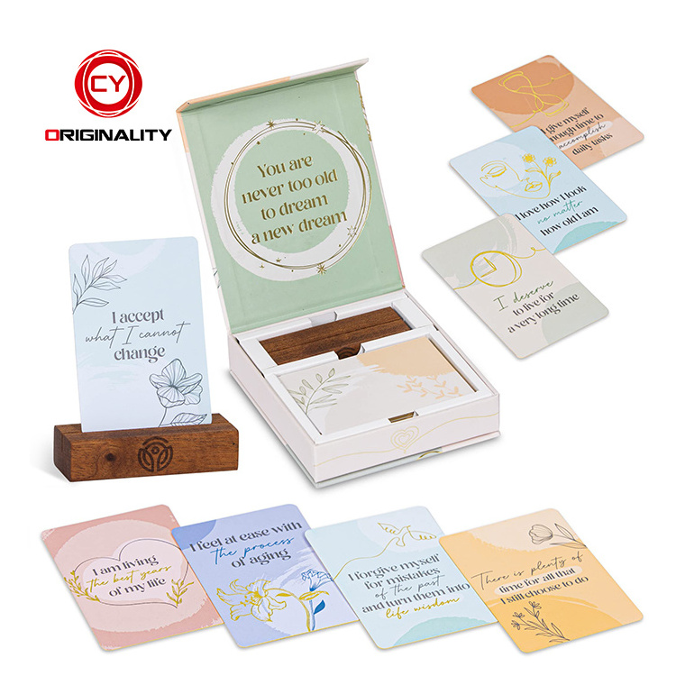 Holographic Custom Self Care And Positive Thinking Words Of Affirmation Cards With Stand