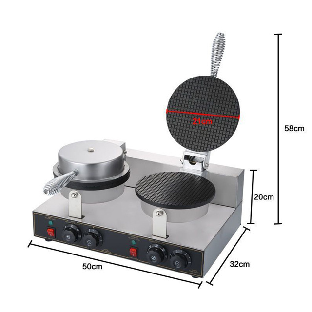 Round plate waffle baking ice cream cone making machine, ice waffle ice cream cone maker