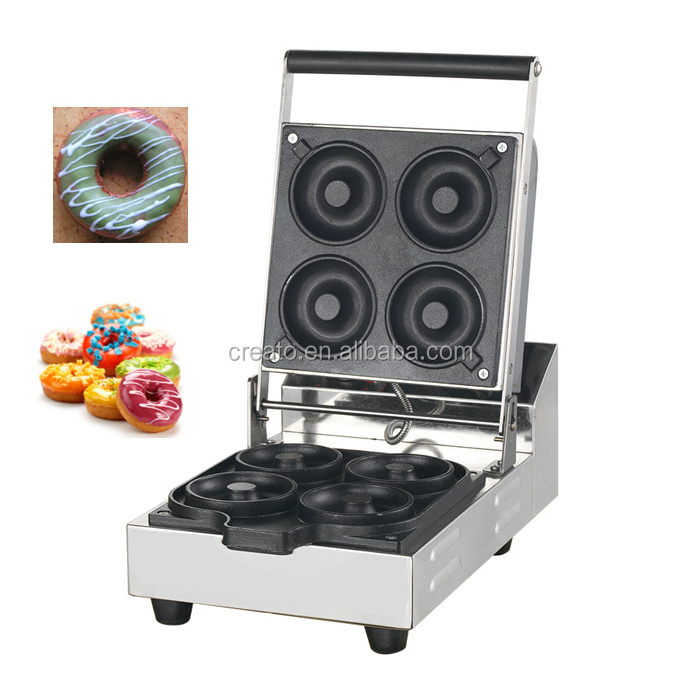 Chinese supply Snack delicious donut waffle food baker electric mini 4 hole manual donut maker