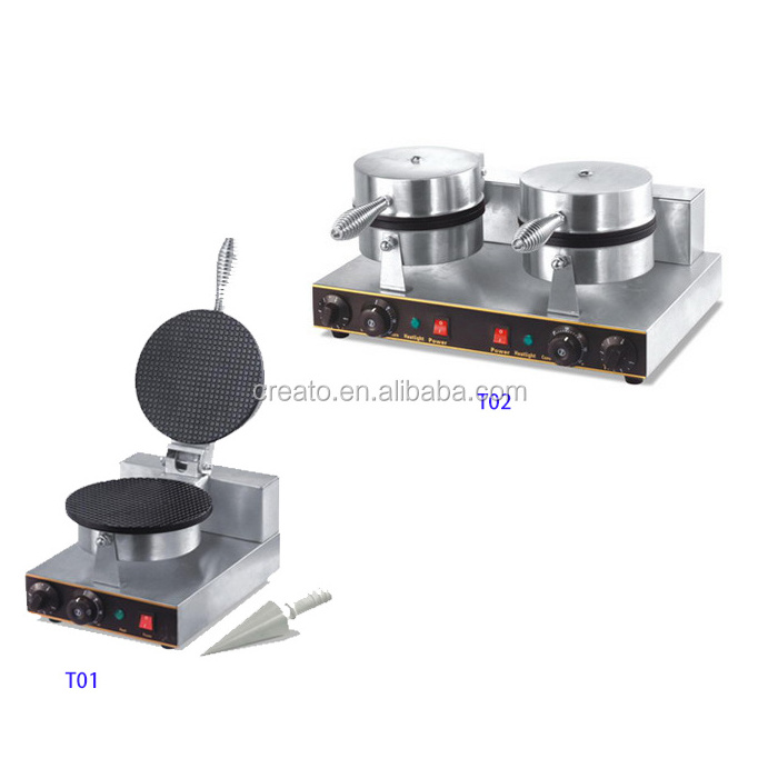 Round plate waffle baking ice cream cone making machine, ice waffle ice cream cone maker