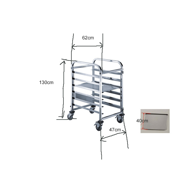 Single-line 6 trays Stainless steel Gastronorm Rack Trolley ...