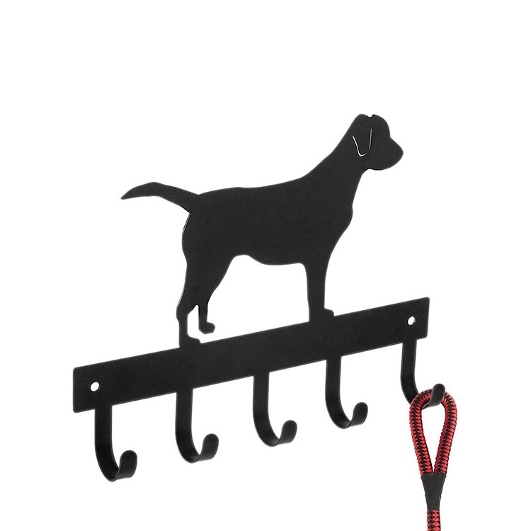 Bending Dog Leash Metal Wall Hook Customize Pattern Black Power Coated Metal Pet Dog Leash Hanger