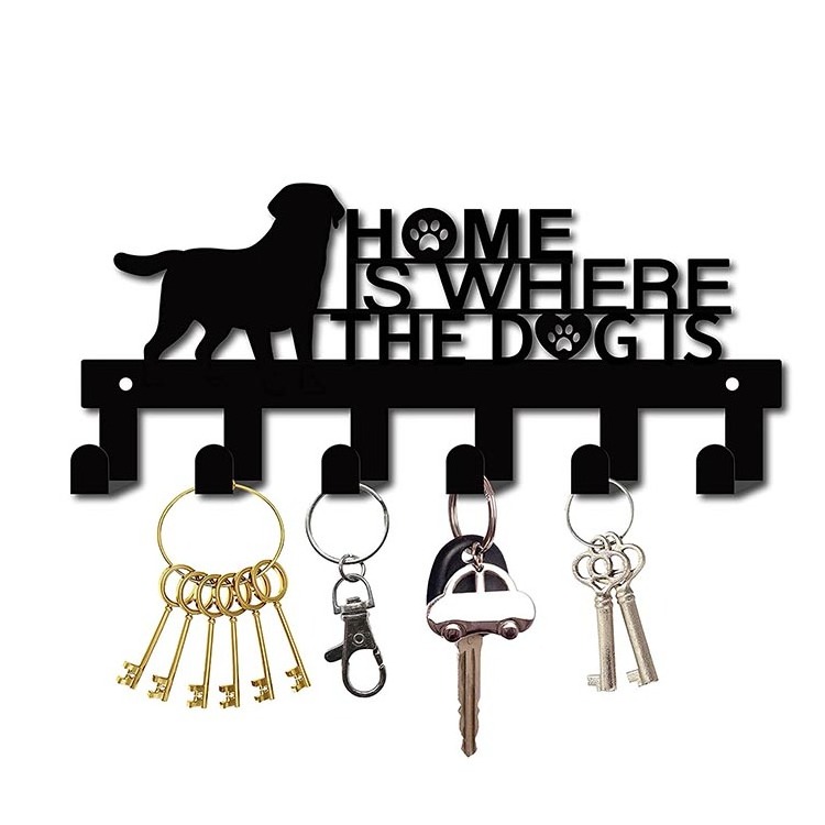 Decorative Key Hooks For Wall Custom Laser Cut Dog Pet Metal Leash Holder