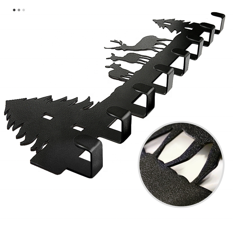 OEM Laser Cut Bending Heavy Duty Black Steel Wall Mounted Over the Door Hook Hanger Organizer Rack for Towel/Hat/Coat/Bag