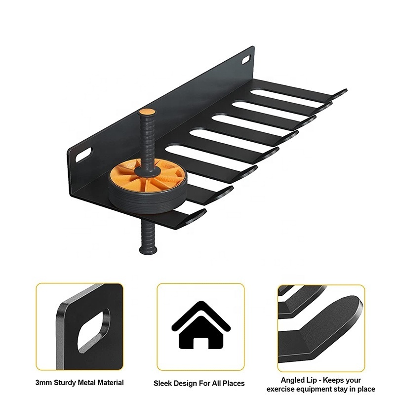 Hot Sell OEM Custom Laser Cutting Bent Black Powder Coated Steel Wall Mounted Barbell Holder Barbell Storage Rack