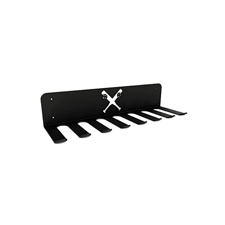 Custom Black Metal Wall Mount Baseball Holder Wall  Hooks Sports Equip Slugger Baseball Bats Display Rack