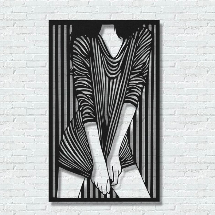 Custom Made Minimalist Wall Decor Art Black Metal Abstract Single Line Female Wall Hanging Art Decor