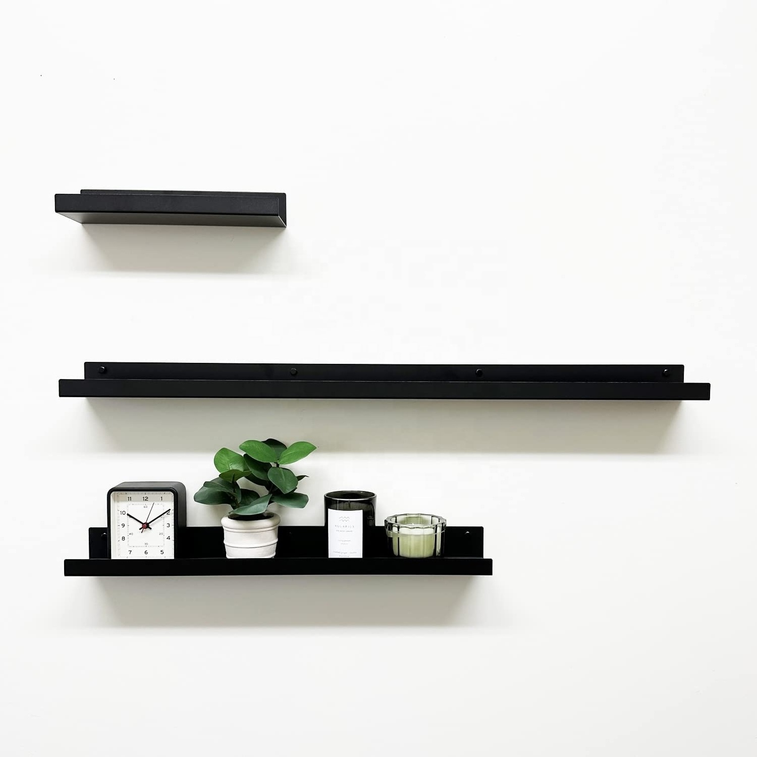 OEM Custom Laser Cutting Bending Black Powder Coated Multi-use Wall Rack Aluminum Hanging Wall Rack in Bedroom/Kitchen