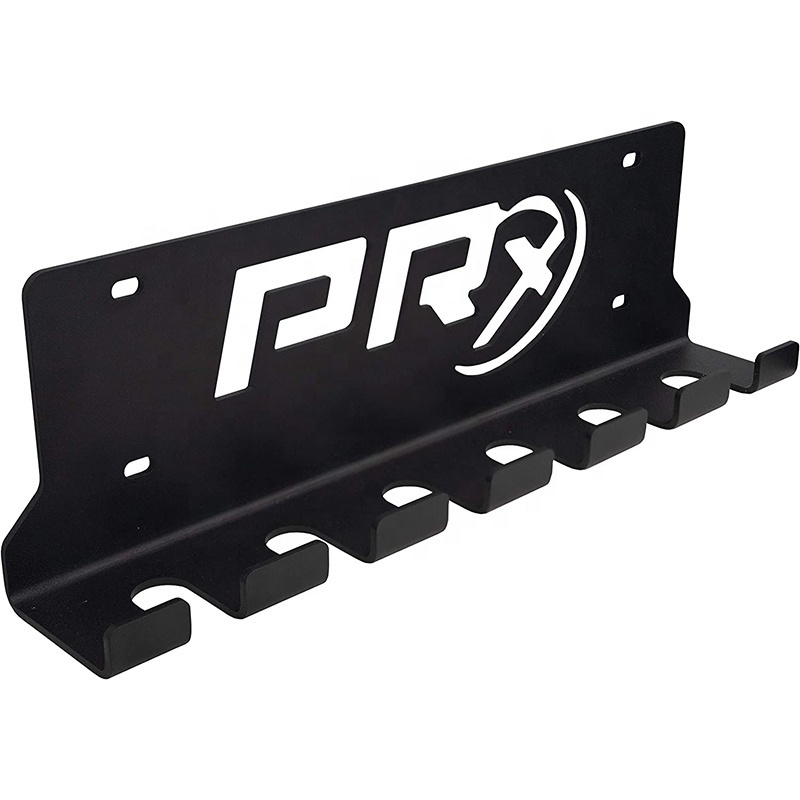 Hot Sell OEM Custom Laser Cutting Bent Black Powder Coated Steel Wall Mounted Barbell Holder Barbell Storage Rack