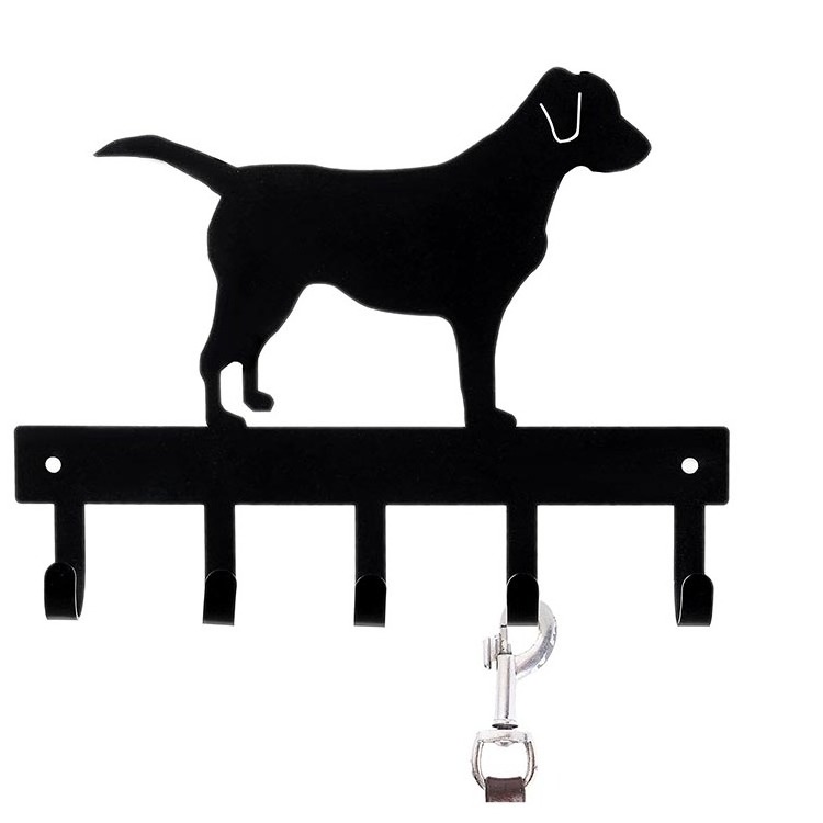 Bending Dog Leash Metal Wall Hook Customize Pattern Black Power Coated Metal Pet Dog Leash Hanger