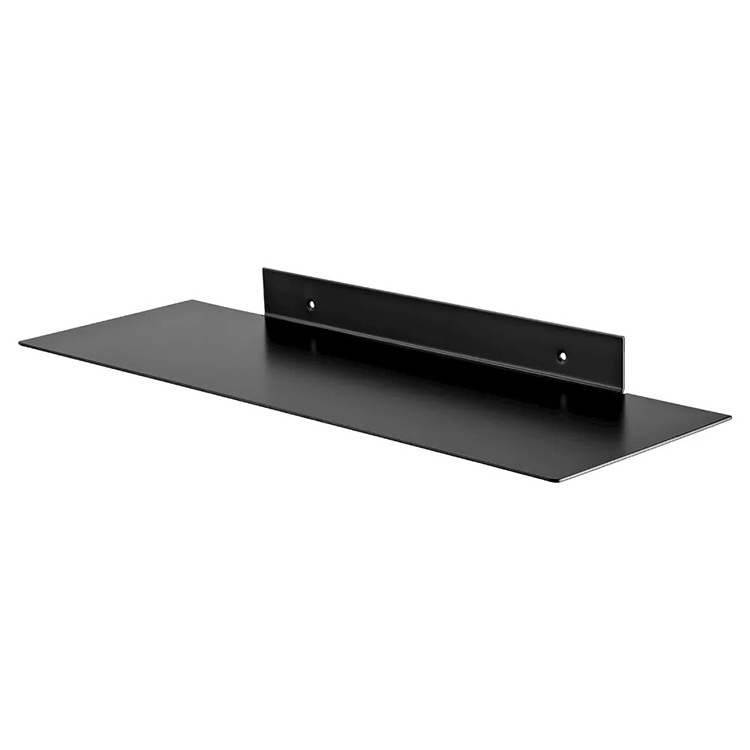 Steel Decorative Shelving Custom Black Floating Wall Shelves Powder Coated Industrial Steel Floating Shelf