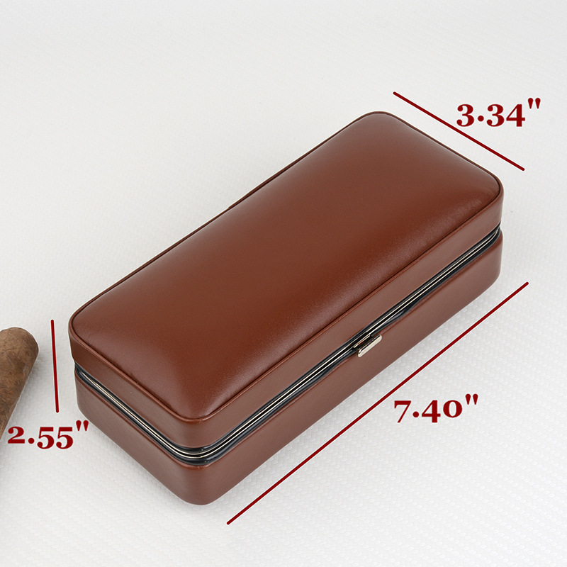 Genuine Leather Rectangle Cigar Box Portable Travel Cigar Humidor Tube Holder Cigars Accessories