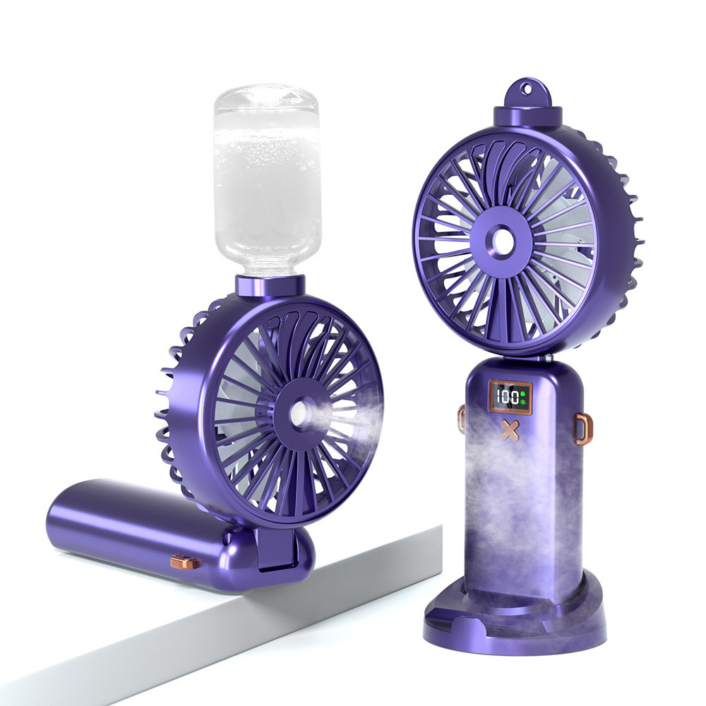 digital display misting spray small fan handheld rechargeable usb folding water fan portable outdoor mini cooling hand fan