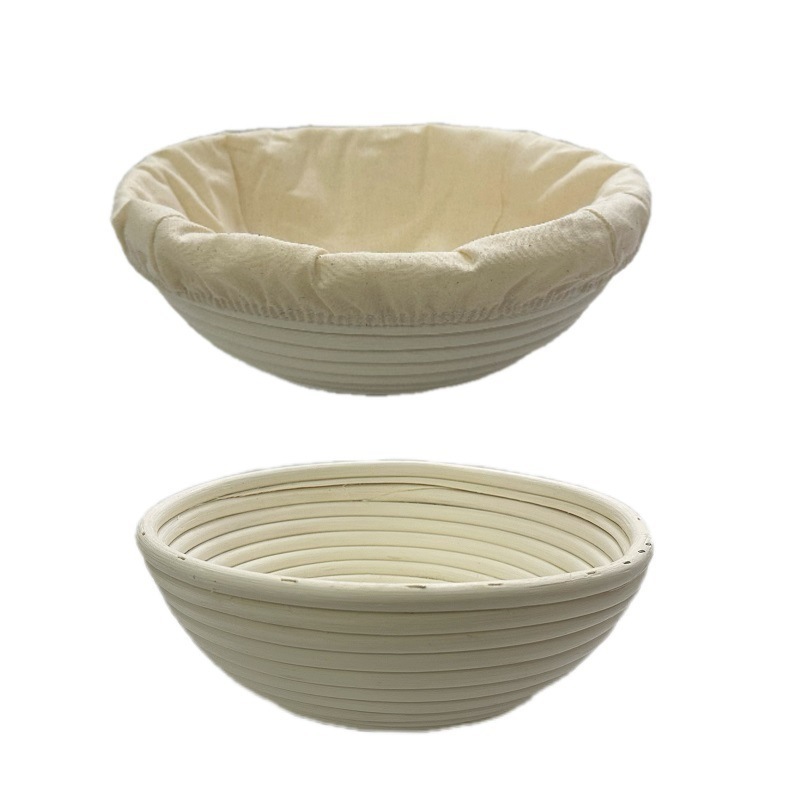 Round Natural Rattan Bread Fermentation Basket Wicker Handmade Banneton Bread Proofing Rattan Basket Set