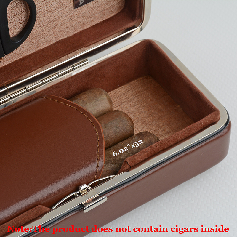 Genuine Leather Rectangle Cigar Box Portable Travel Cigar Humidor Tube Holder Cigars Accessories