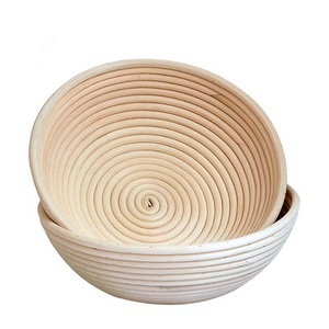 Round Natural Rattan Bread Fermentation Basket Wicker Handmade Banneton Bread Proofing Rattan Basket Set