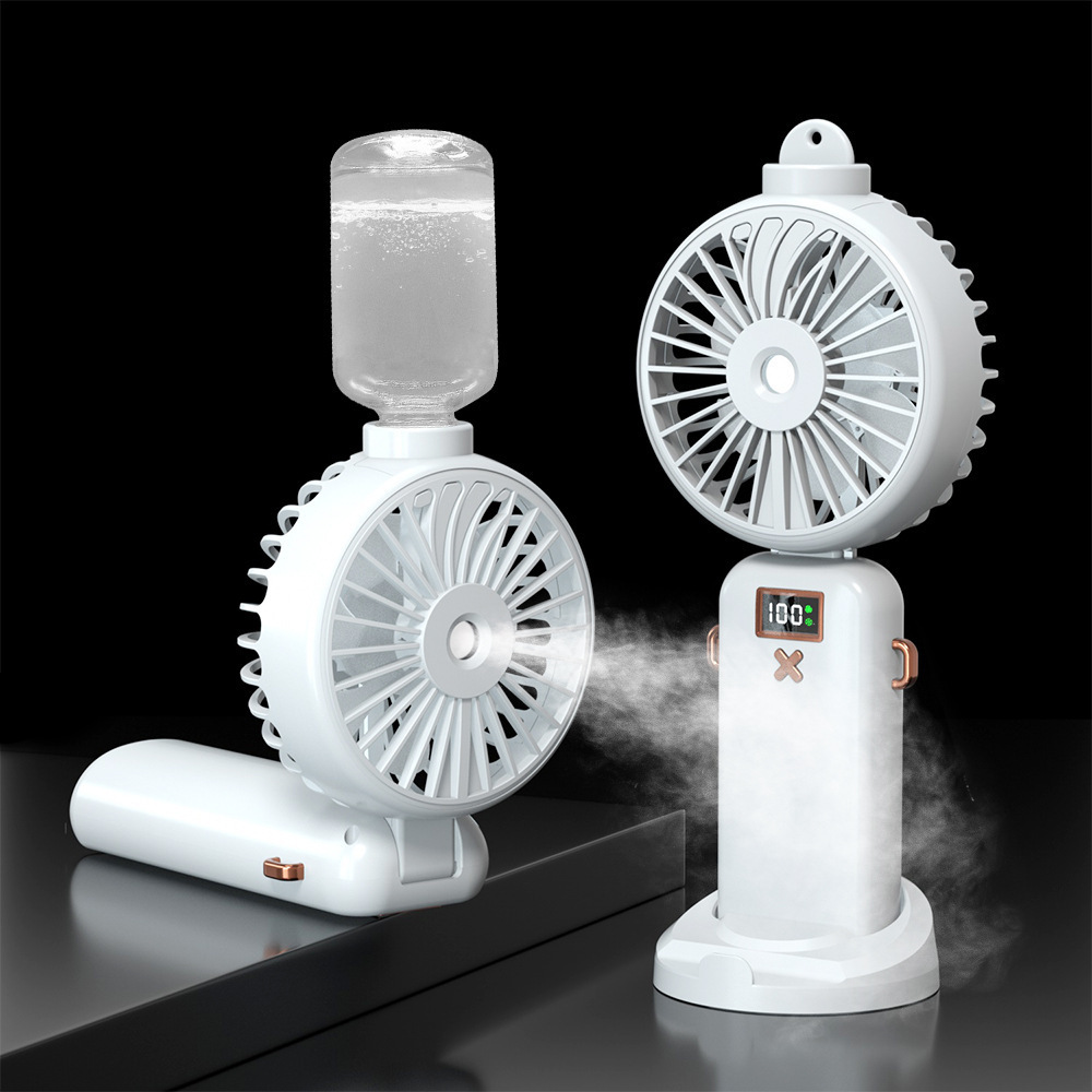 digital display misting spray small fan handheld rechargeable usb folding water fan portable outdoor mini cooling hand fan