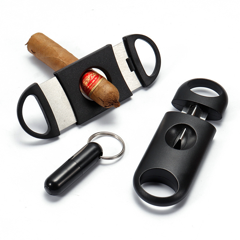 Color Mixing Cigar Tool Three-piece Cigar Scissors Plastic Style Drilling Punching Cutter 3 in 1 Cigar Cutter Set