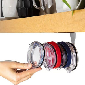 cup lid storage rack under the cabinet space saving metal tumbler lid organizer